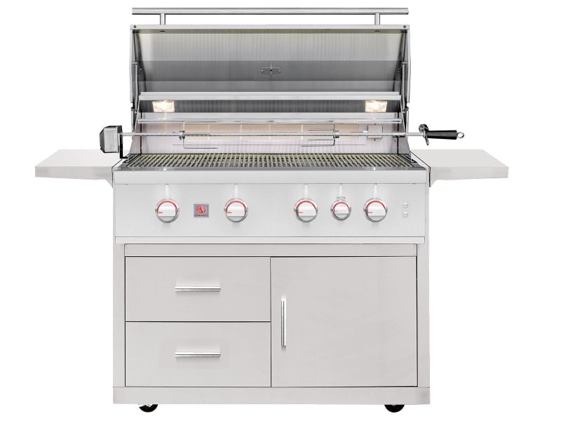 Summerset TRL Pro 40-Inch 4 Burner Freestanding Gas Grill With Rear Infrared Burner and Rotisserie Kit On Deluxe Cart (TRLPRO40+DCCART)