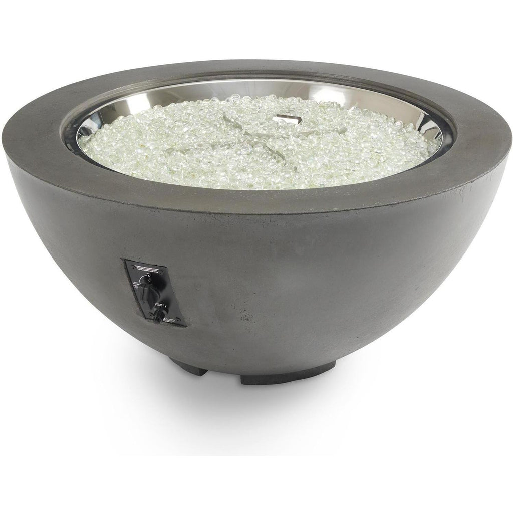 Villa View 42-Inch Round Glass Fiber Reinforced Concrete Propane Fire Bowl in Midnight Mist