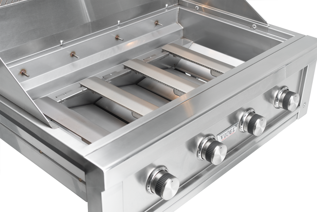 Videl 9-Ft Outdoor Kitchen Island with Gran Fuego 36-Inch 4-Burner Gas Grill