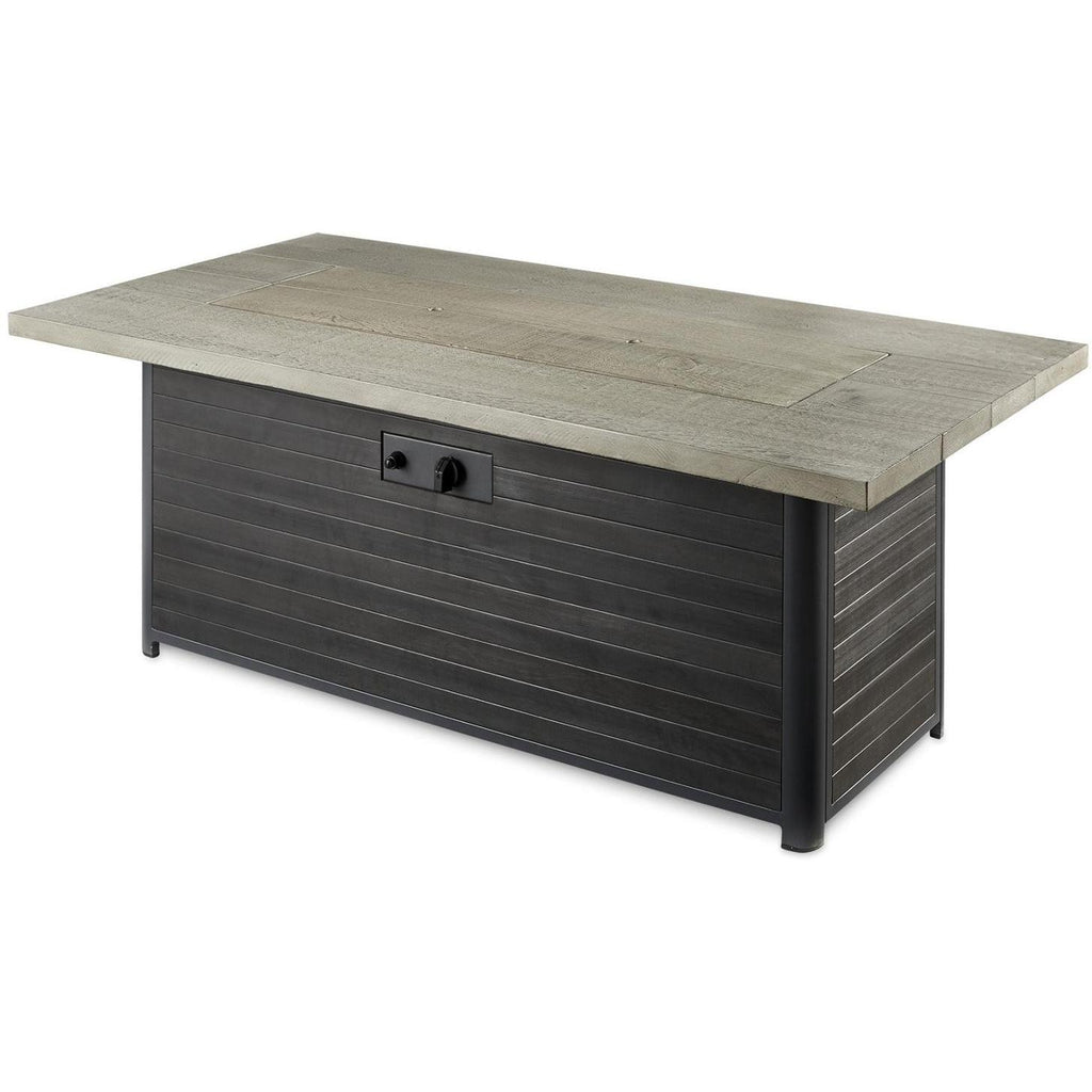 Rusticview 61-Inch Rectangular Aluminum Propane Fire Pit Table in Gray Cedar