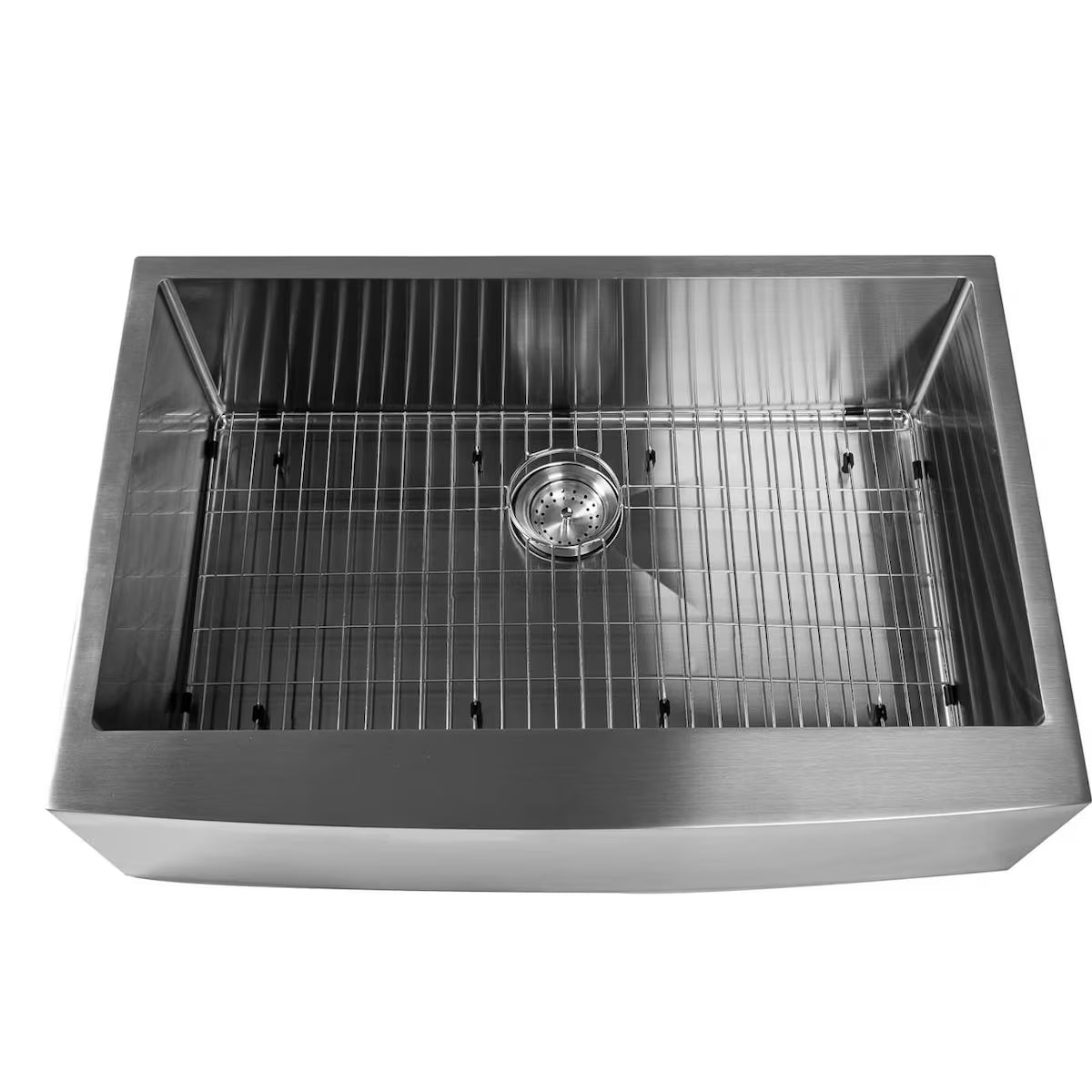 33 X 22 Outdoor Rated Stainless Steel Farmhouse Curved Apron-Front Single Basin Sink W/ Strainer & Grid