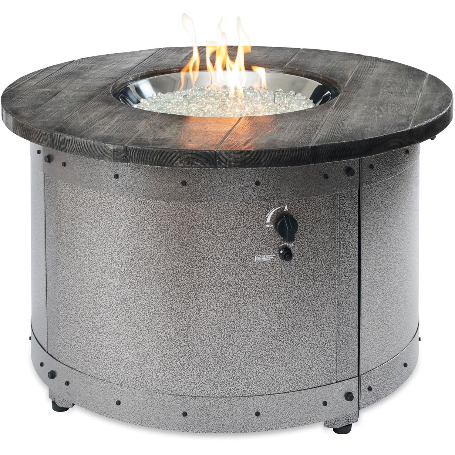Edison 41-Inch Round Powder Coated Steel Propane Fire Pit Table in Gray