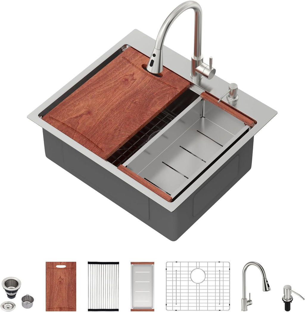Signature 25" Beslend Sink with Faucet and Soap Dispenser Single Bowl