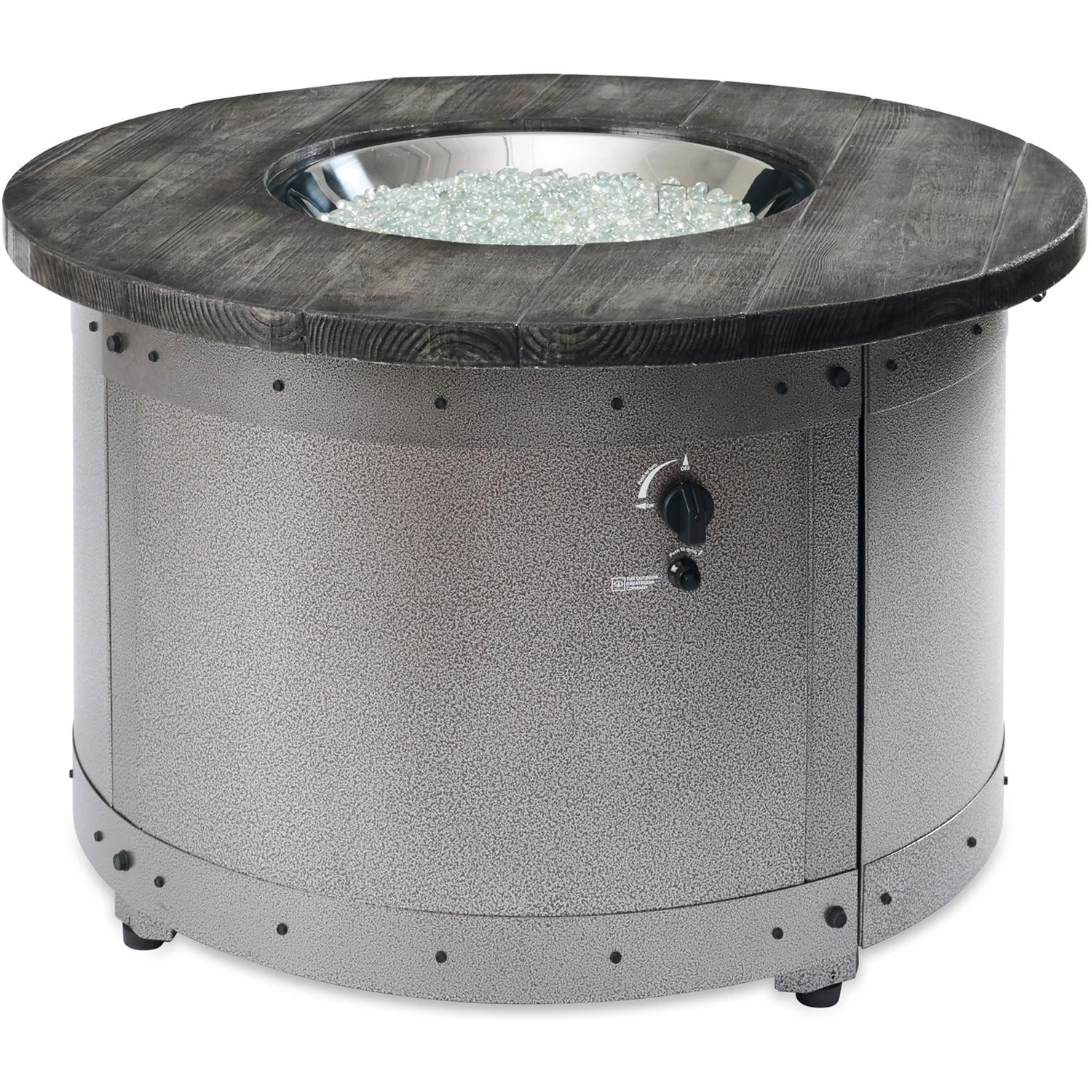 Edison 41-Inch Round Powder Coated Steel Propane Fire Pit Table in Gray