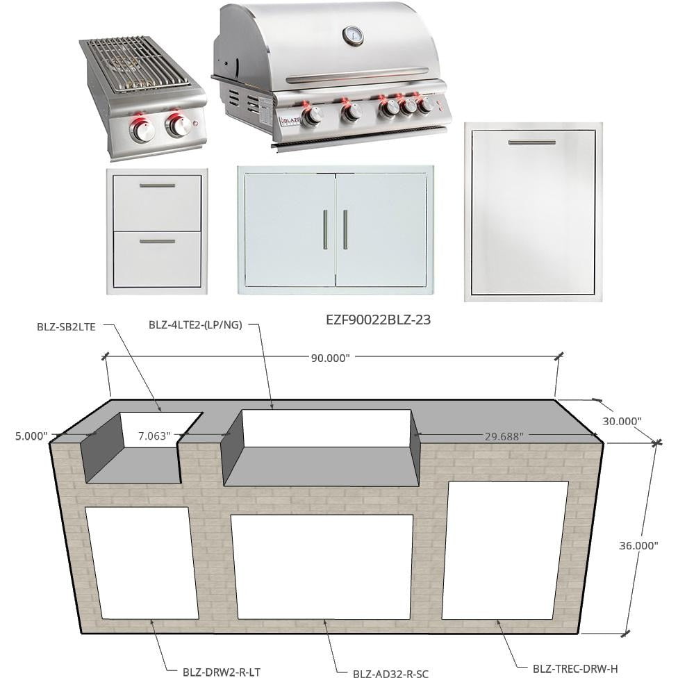 EZ Finish 7.5ft Outdoor Kitchen Island