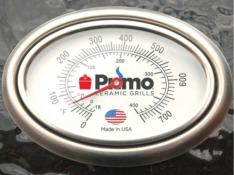 Primo Oval Junior Ceramic Kamado Charcoal Grill On Steel Cart With Side Shelves