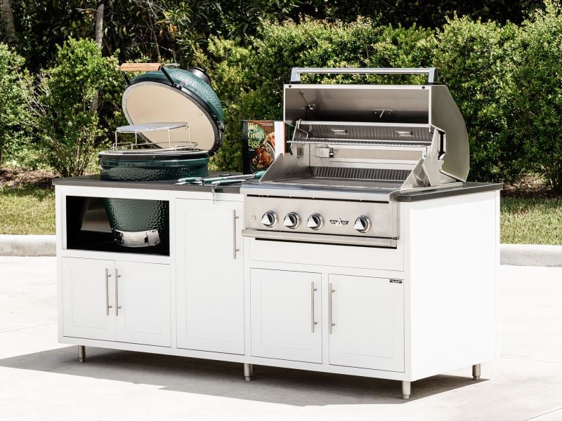 Challenger Designs 7-Ft Outdoor Kitchen Island with 32-Inch Delta Heat Gas Grill