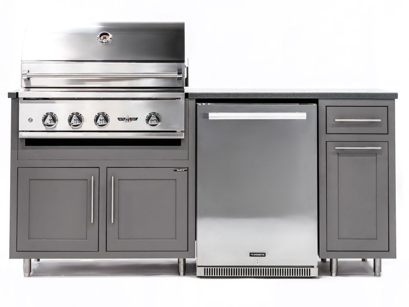 Challenger Designs 6 3/8-Ft Outdoor Kitchen Island with 32-Inch Delta Heat Gas Grill and 24-Inch Dometic Refrigerator