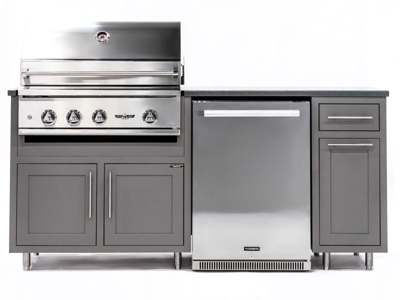 Challenger Designs 6 3/8-Ft Outdoor Kitchen Island with 32-Inch Delta Heat Gas Grill and 24-Inch Dometic Refrigerator