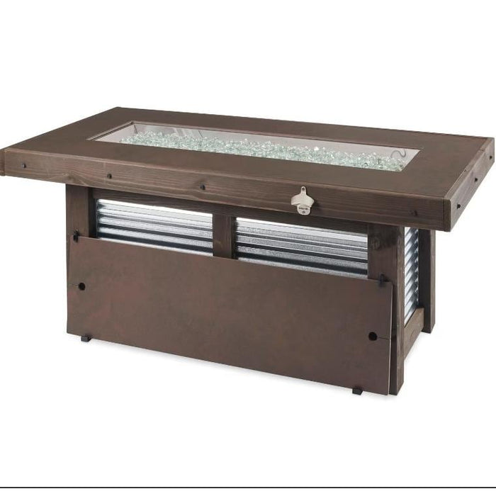 Denali Brew 57-Inch Rectangular Wood-Burning Natural Gas Fire Pit Table in Brown