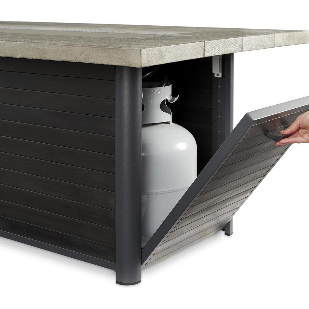 Rusticview 61-Inch Rectangular Aluminum Propane Fire Pit Table in Gray Cedar