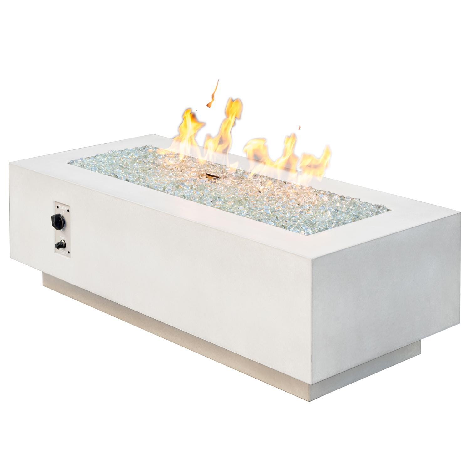 Cove 54-Inch Rectangular Glass Fiber Reinforced Concrete Propane Fire Pit Table in White