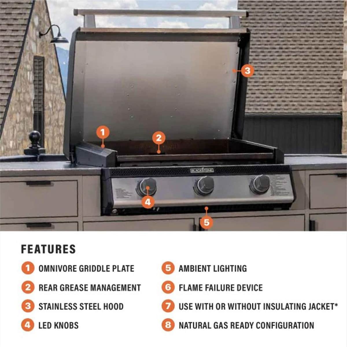 Blackstone 28-Inch XL Built-In Natural Gas Griddle W/Hood (6301)