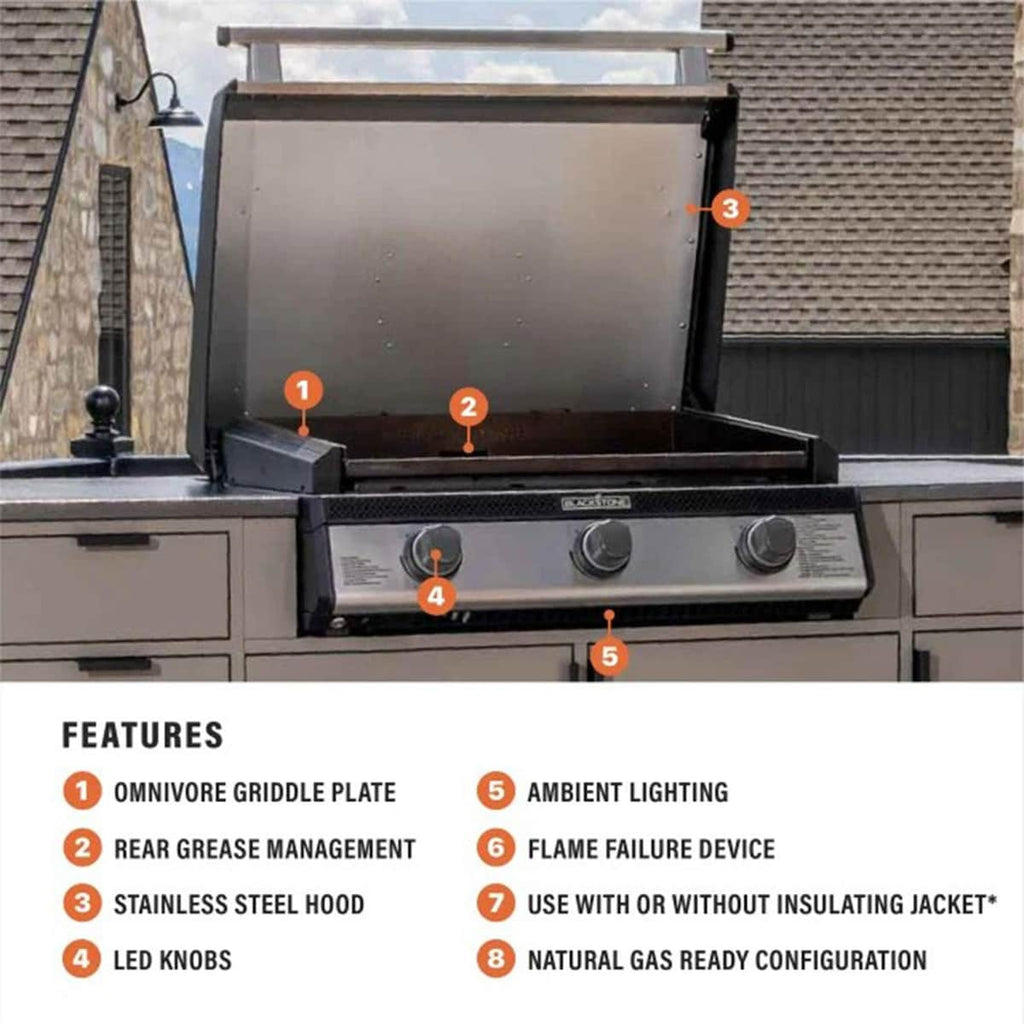 Blackstone 28-inch Built In Natural Gas Griddle W/Hood & Insulated Jacket - 6301
