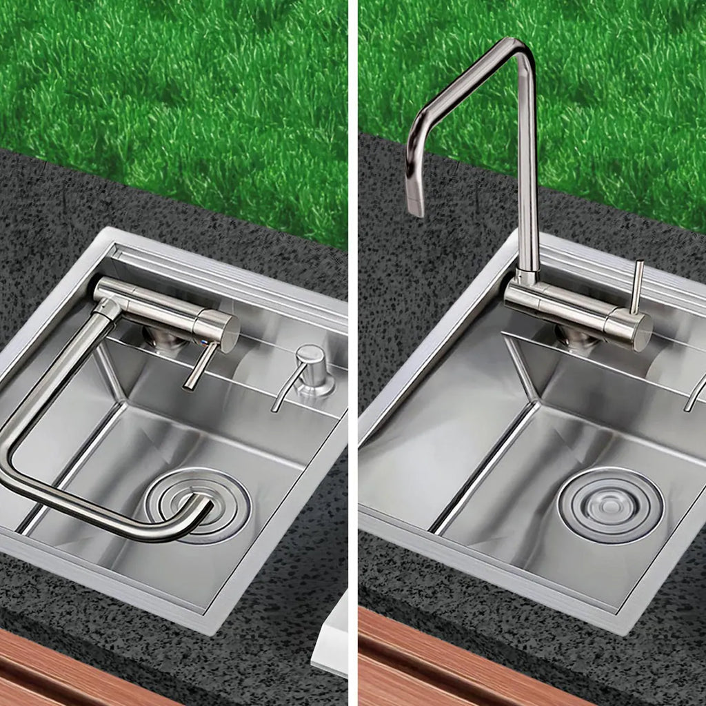16 X 18-in Dual-Mount 304 Stainless Steel Outdoor Sink W/ Folding Faucet, Cover, Drain & Soap Pump
