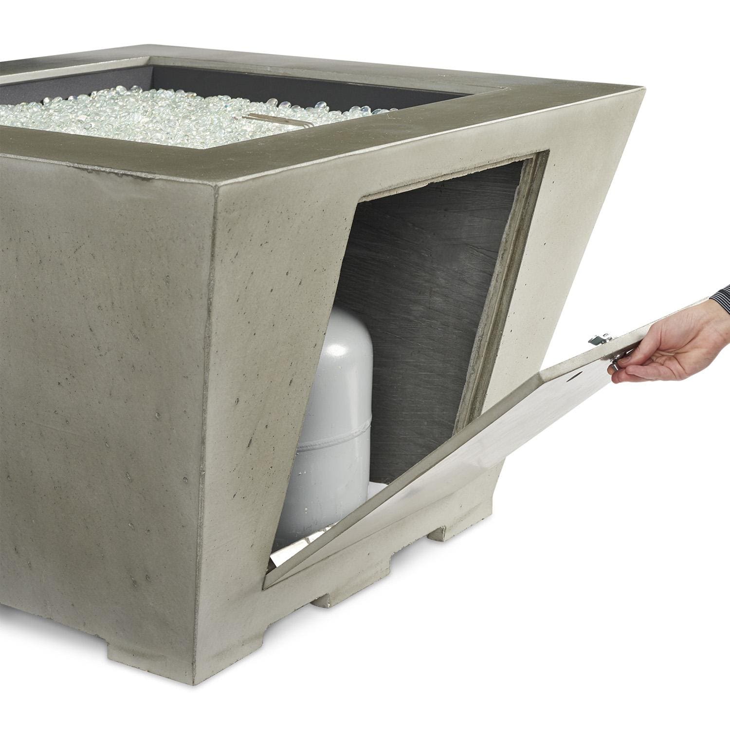 Cove 37-Inch Square Glass Fiber Reinforced Concrete Propane Fire Bowl in Natural Gray