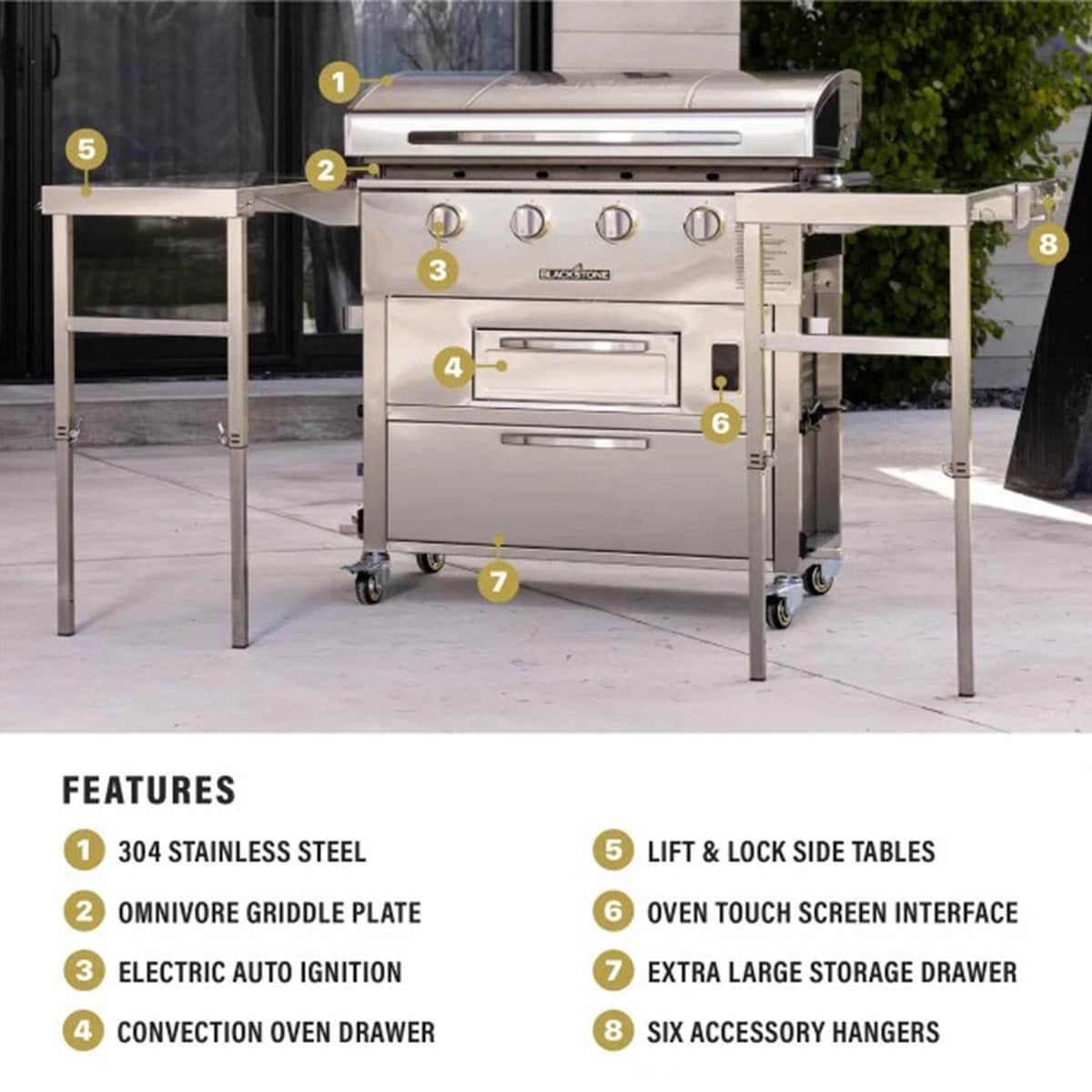 Blackstone Select 36 Inch Griddle Air Fryer Combo W/ Dual Side Tables & Storage Drawers (6006)