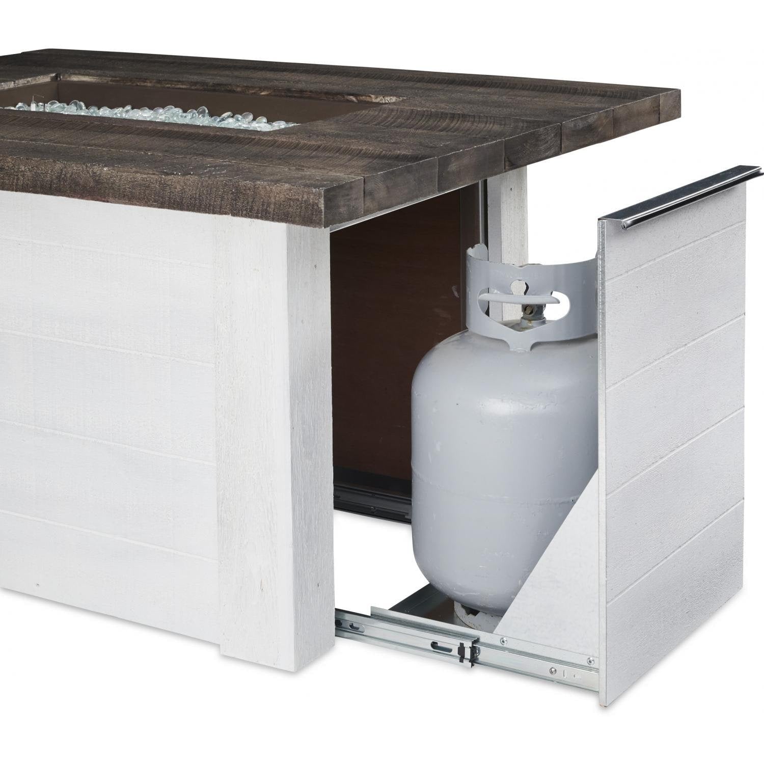 Alcott 48-Inch Rectangular Stucco Propane Fire Pit Table in White