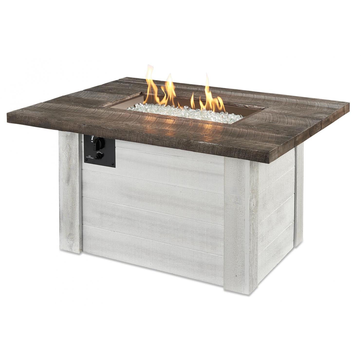 Alcott 48-Inch Rectangular Stucco Propane Fire Pit Table in White