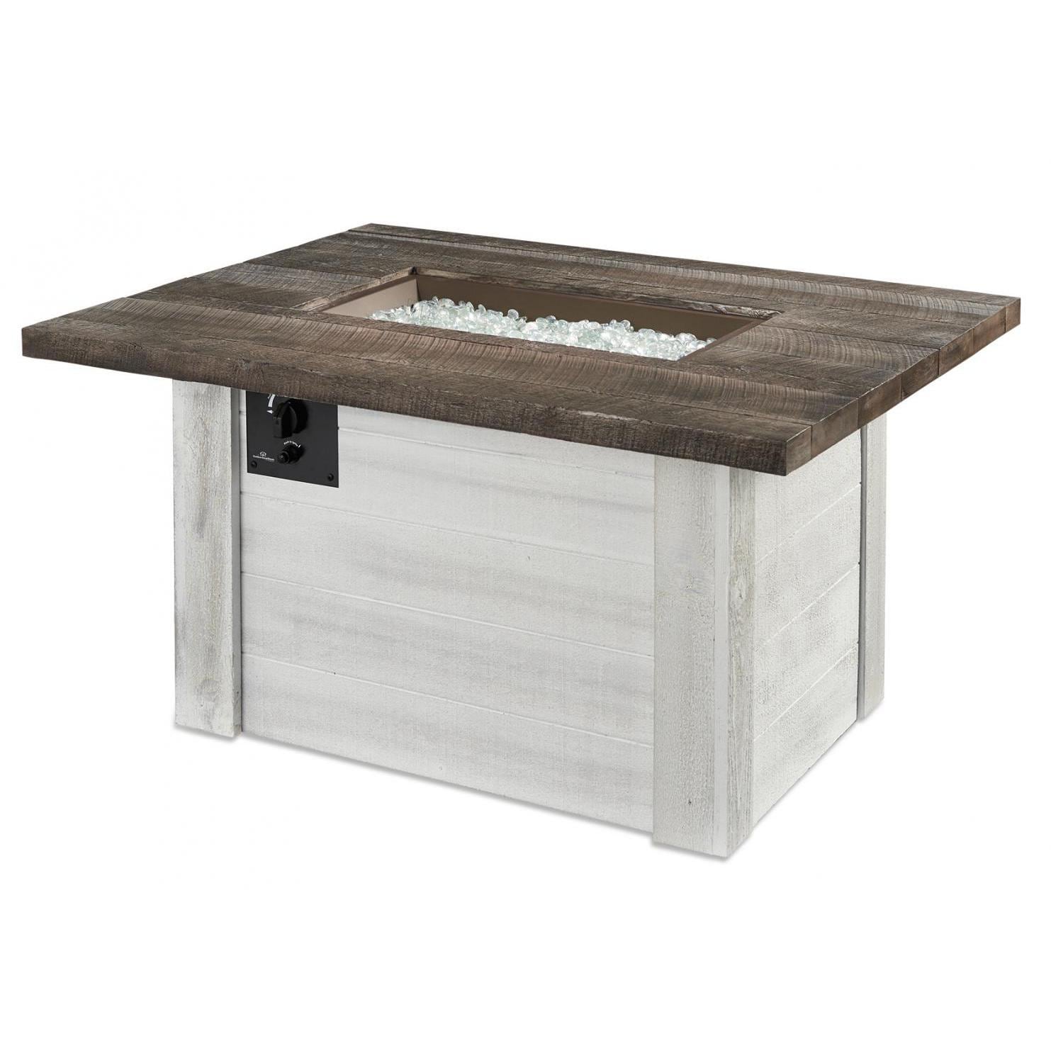 Alcott 48-Inch Rectangular Stucco Propane Fire Pit Table in White