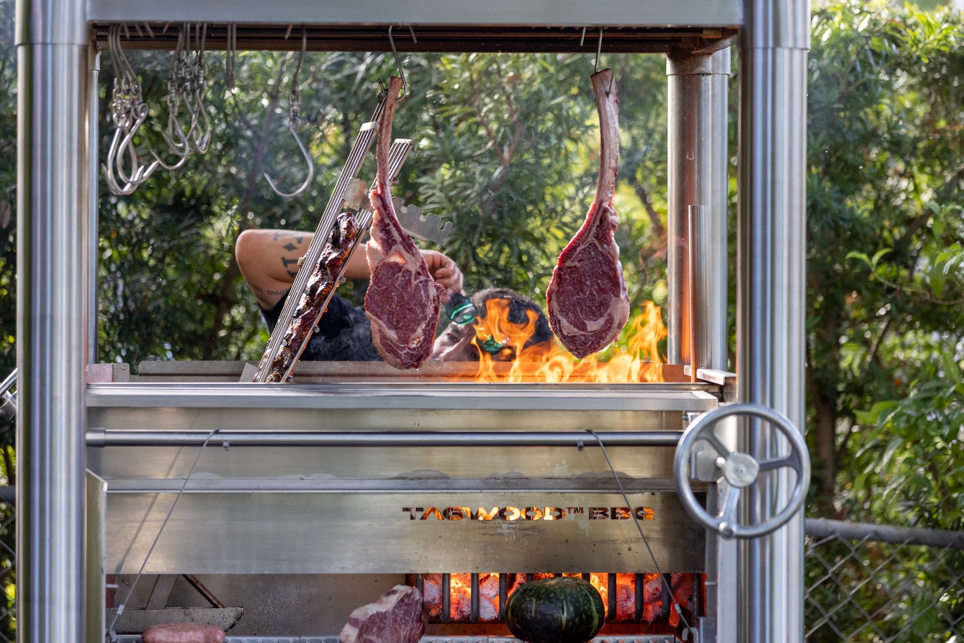 Tagwood BBQ Silver Bullet Argentine Wood Fire & Charcoal Grill - All Stainless Steel - BBQ02SS