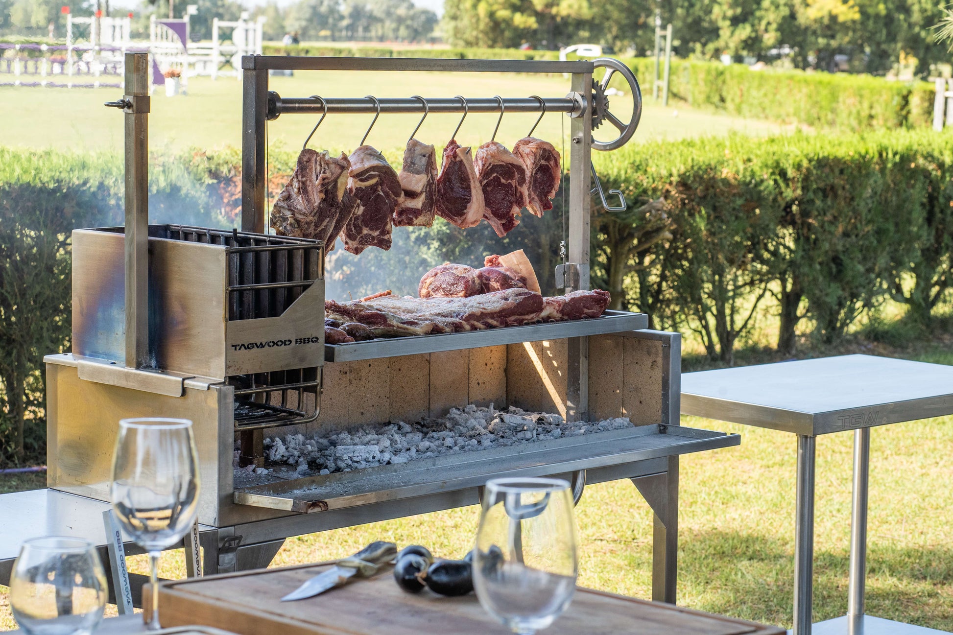 Tagwood BBQ Fully Assembled Argentine Santa Maria Wood Fire & Charcoal Grill - All Stainless Steel - BBQ03SSF
