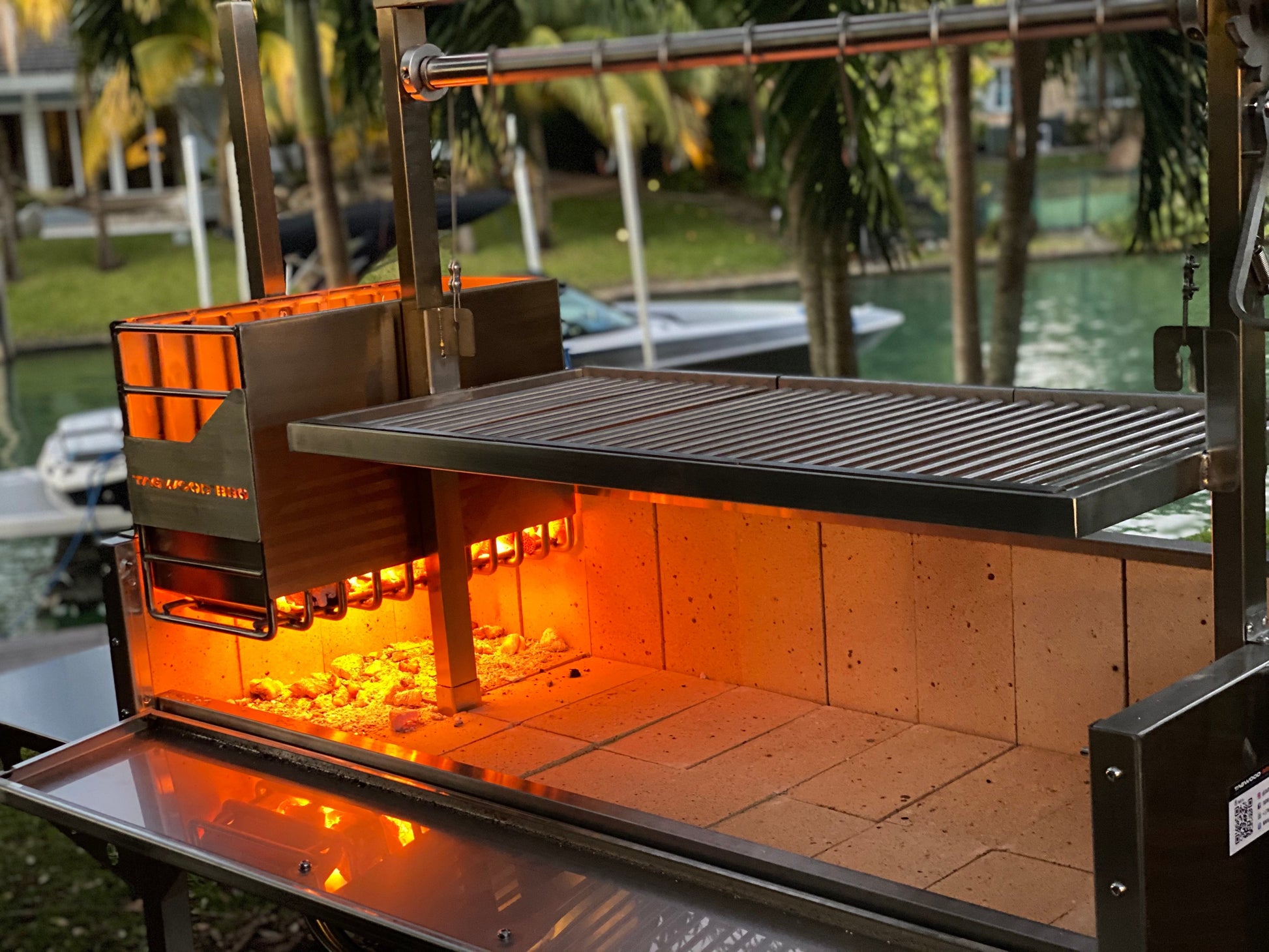 Tagwood BBQ Fully Assembled Argentine Santa Maria Wood Fire & Charcoal Grill - All Stainless Steel - BBQ03SSF