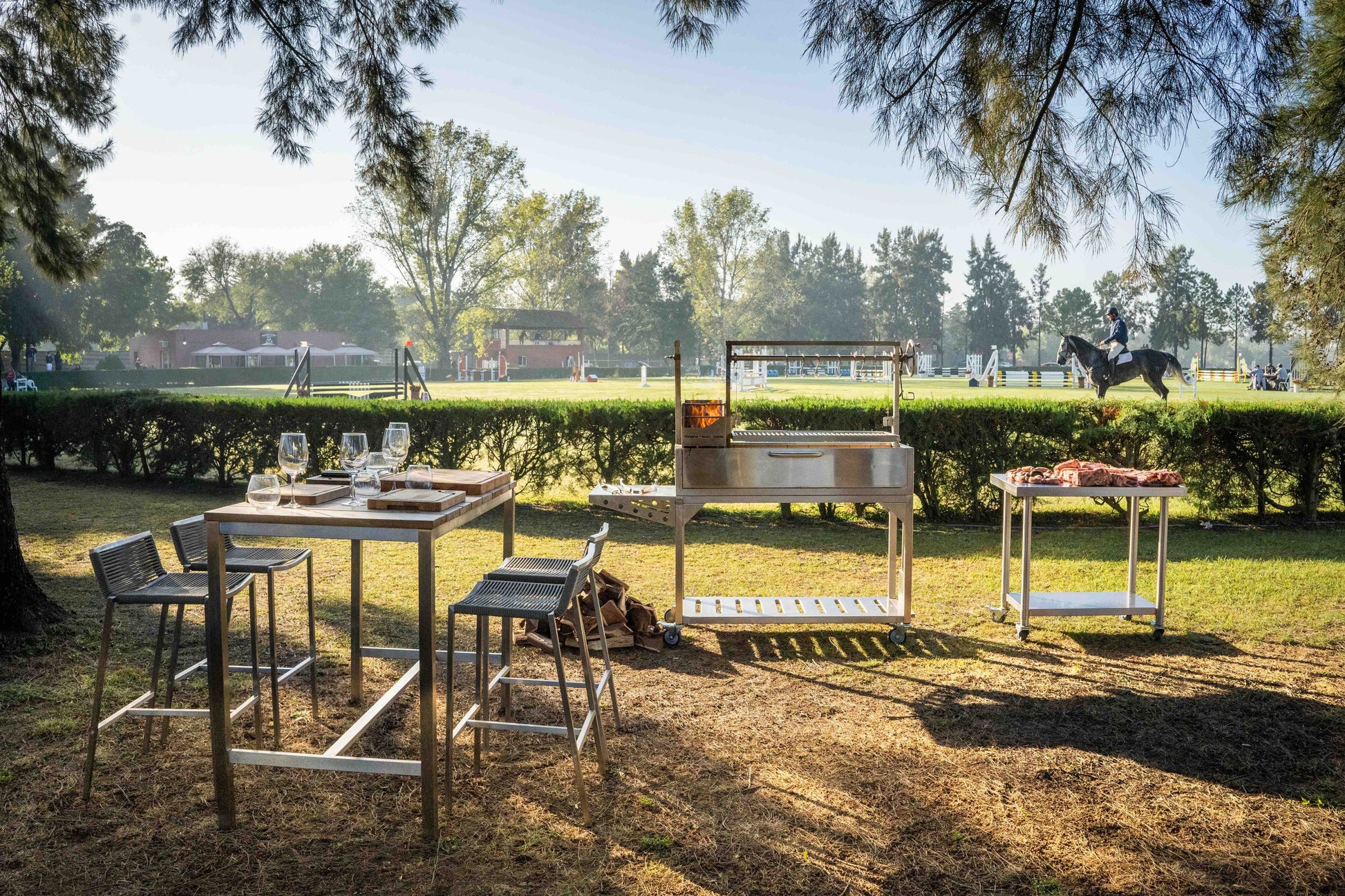 Tagwood BBQ Fully Assembled Argentine Santa Maria Wood Fire & Charcoal Grill - All Stainless Steel - BBQ03SSF