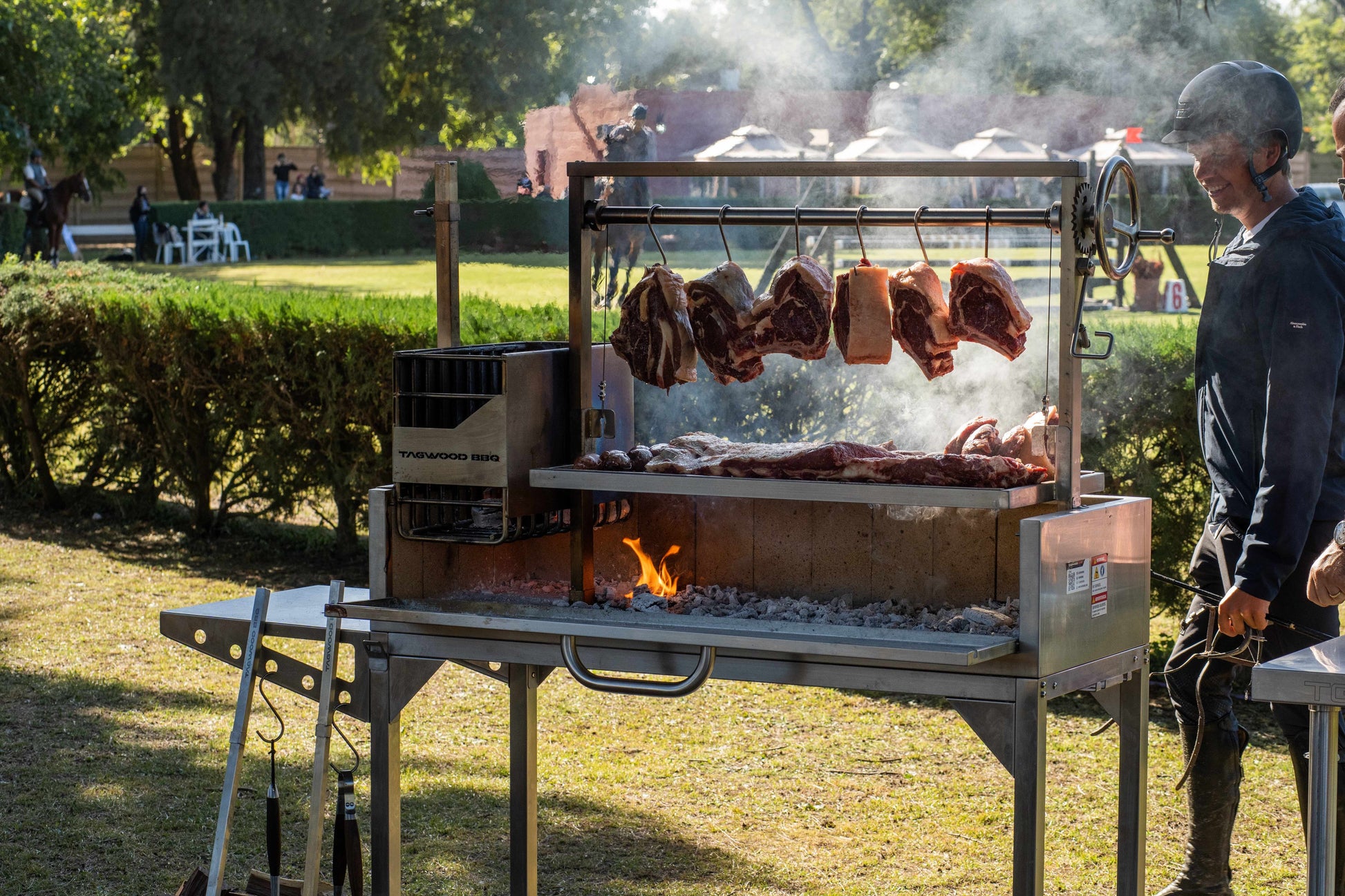 Tagwood BBQ Fully Assembled Argentine Santa Maria Wood Fire & Charcoal Grill - All Stainless Steel - BBQ03SSF