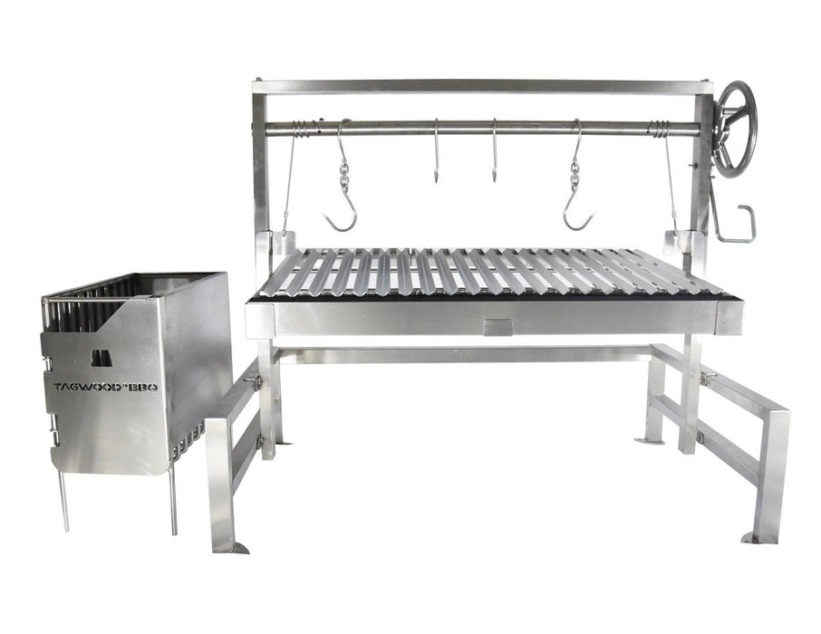 Tagwood BBQ Insert Style Argentine Santa Maria Wood Fire & Charcoal Grill W/ V-Shaped Grates - BBQ09SS-V