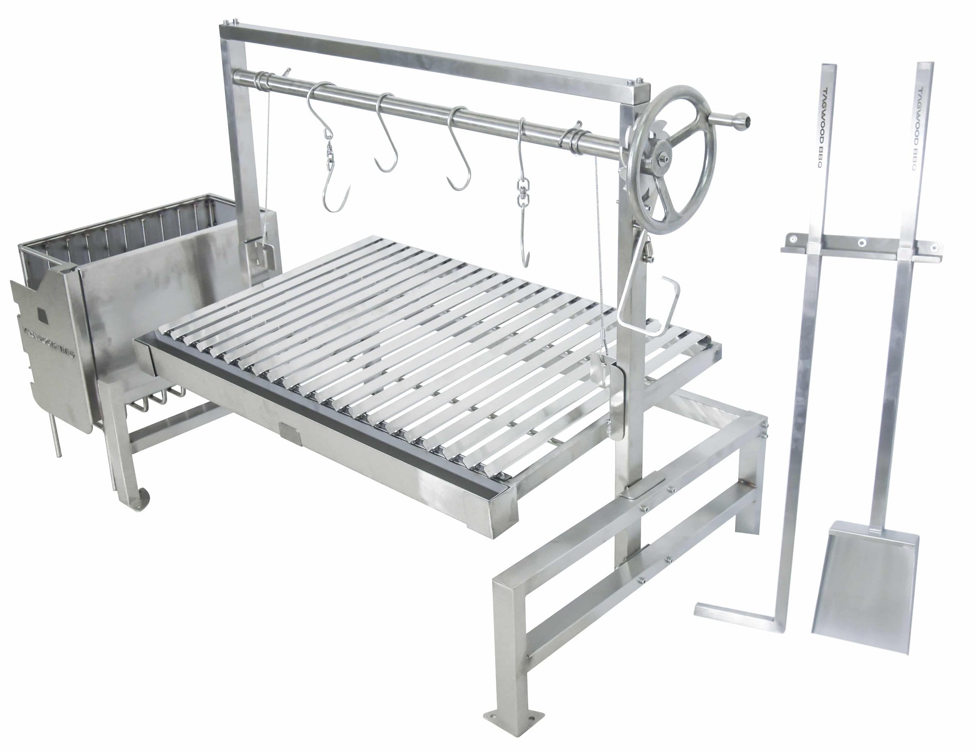 Tagwood BBQ Insert Style Argentine Santa Maria Wood Fire & Charcoal Grill W/ V-Shaped Grates - BBQ09SS-V
