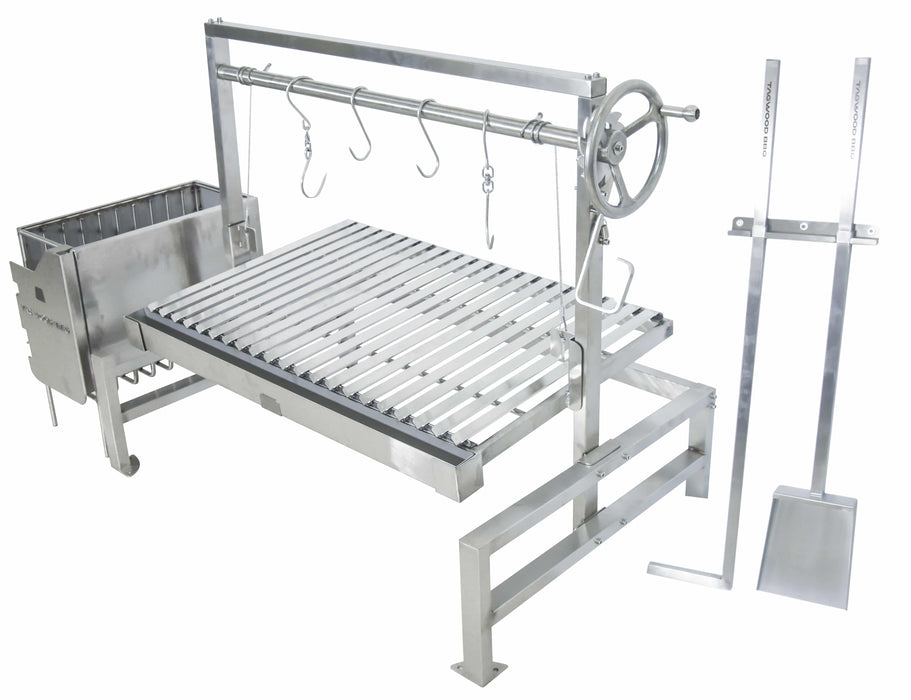 Tagwood BBQ Insert Style Argentine Santa Maria Wood Fire & Charcoal Grill W/ V-Shaped Grates - BBQ09SS-V
