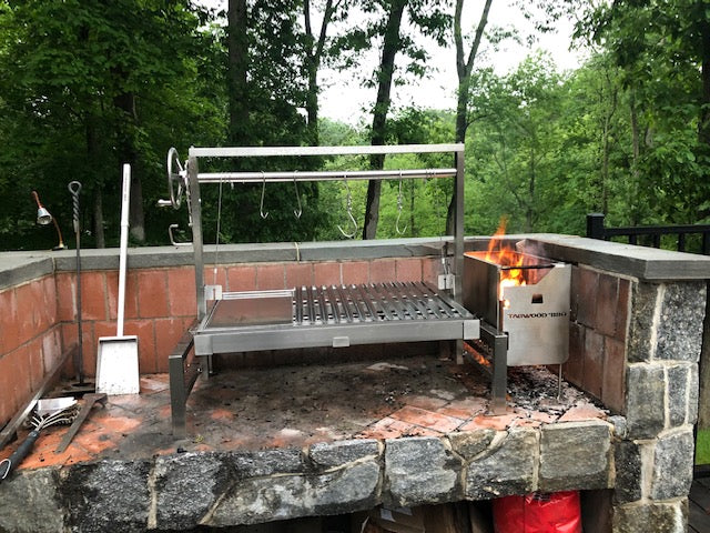 Tagwood BBQ Insert Style Argentine Santa Maria Wood Fire & Charcoal Grill W/ V-Shaped Grates - BBQ09SS-V
