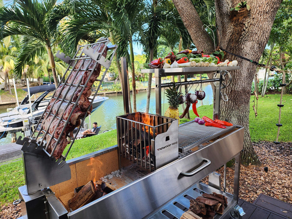 Tagwood BBQ Insert Style Argentine Santa Maria Wood Fire & Charcoal Grill W/ V-Shaped Grates - BBQ09SS-V