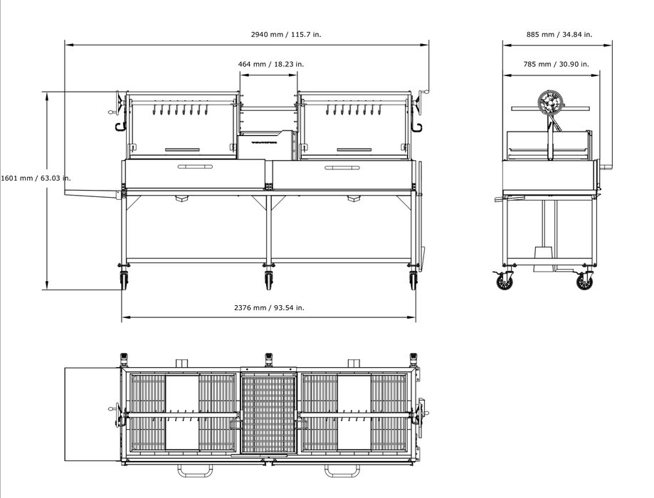 Tagwood BBQ XL Double Argentine Santa Maria Wood Fire & Charcoal Grill - BBQ24SS