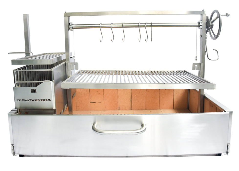Tagwood BBQ Fully Assembled XL Built-In Argentine Wood Fire & Charcoal Grill - BBQ25SS