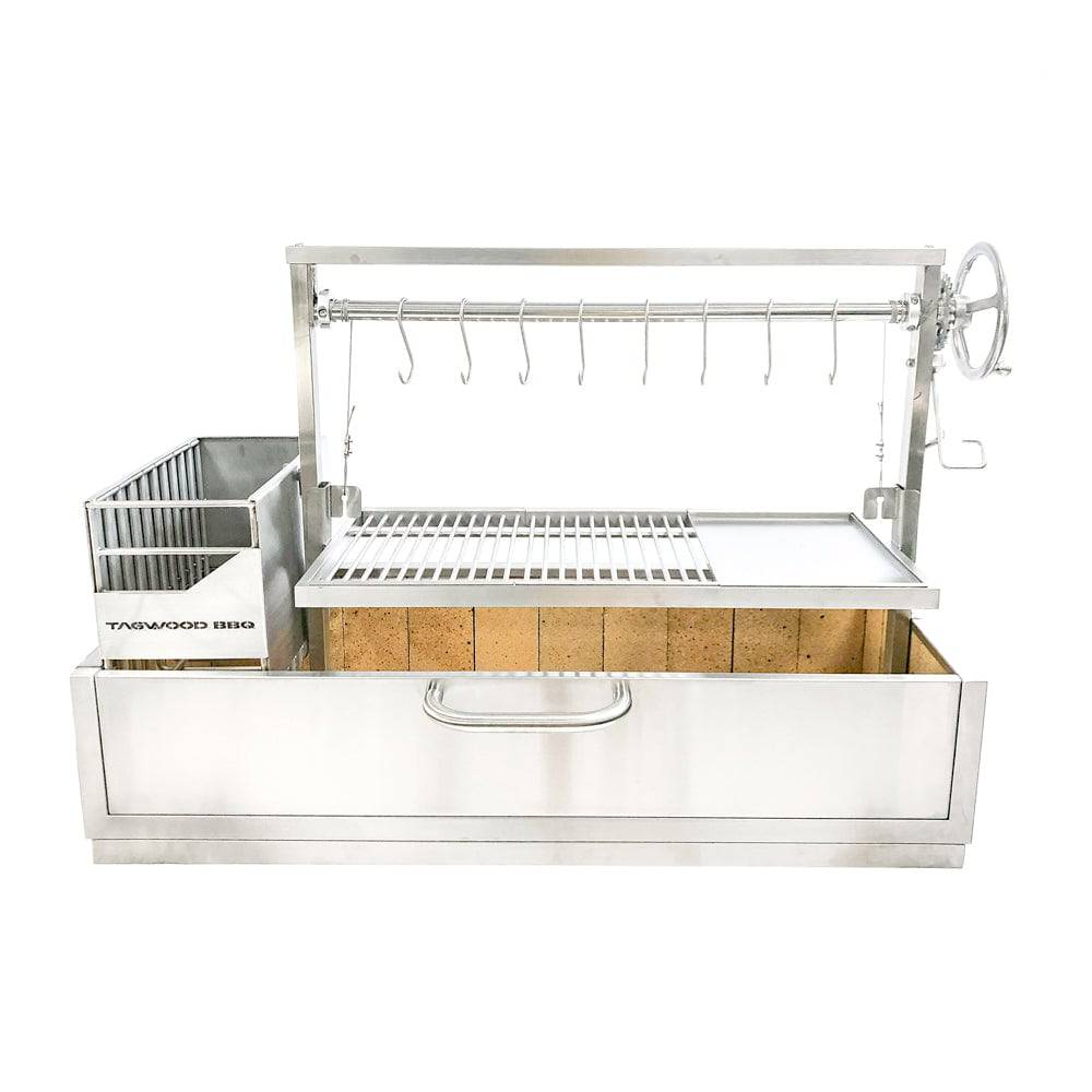 Tagwood BBQ Fully Assembled XL Built-In Argentine Wood Fire & Charcoal Grill - BBQ25SS