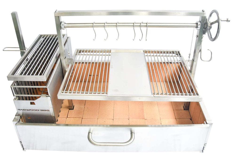 Tagwood BBQ Fully Assembled XL Built-In Argentine Wood Fire & Charcoal Grill - BBQ25SS