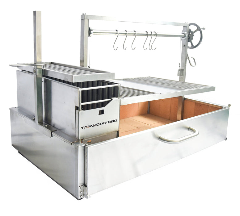 Tagwood BBQ Fully Assembled XL Built-In Argentine Wood Fire & Charcoal Grill - BBQ25SS