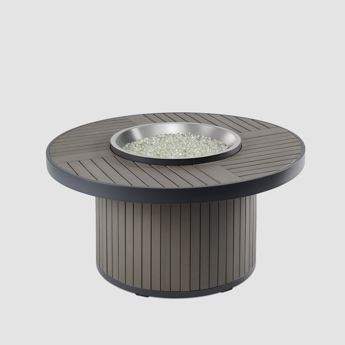 Brooks Round Chat Height Gas Fire Pit Table in Taupe