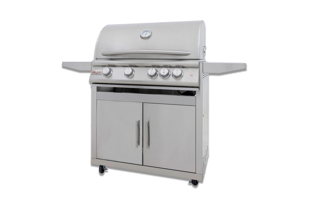 Blaze Premium LTE+ Marine Grade 32-Inch 4-Burner Built-In Gas Grill With Rear Infrared Burner & Lift-Assist Hood