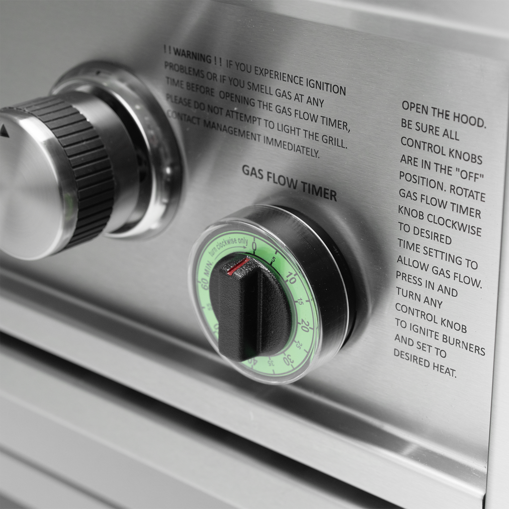 Videl Commercial 36-Inch 3-Burner Built-In Gas Grill with Built-In 1 Hour Timer