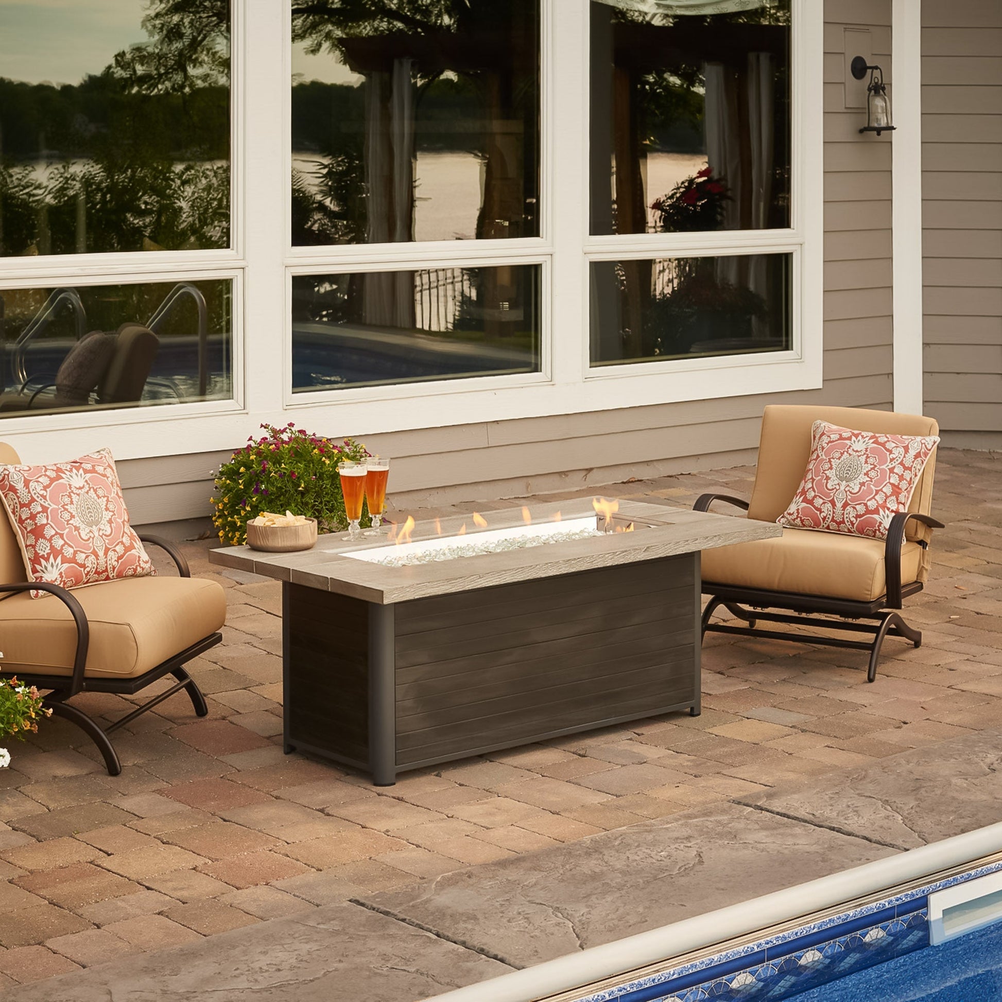 Cedar Ridge Linear Gas Fire Pit Table
