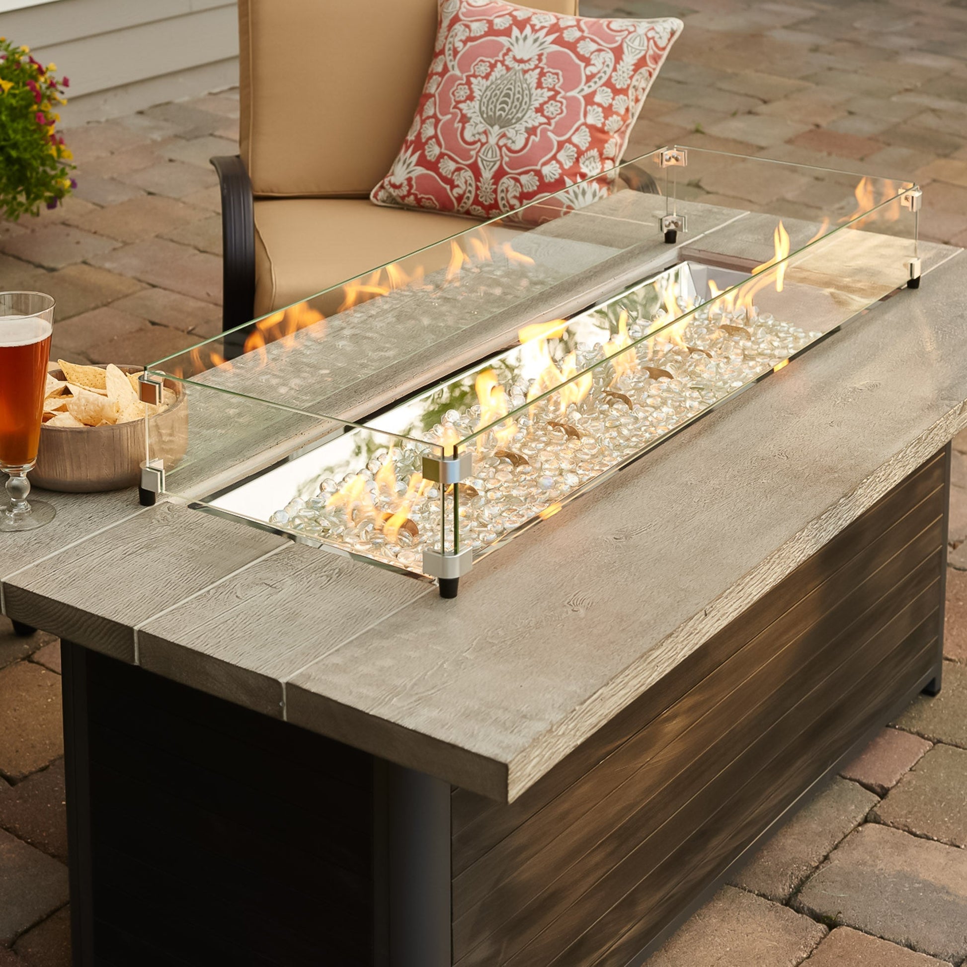 Cedar Ridge Linear Gas Fire Pit Table