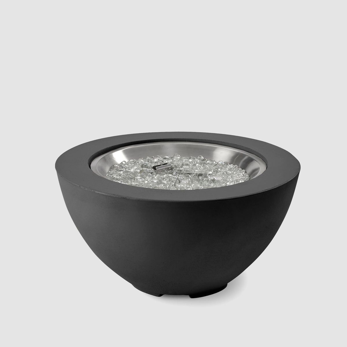 29-inch Cove Concrete round gas fire pit bowl in Midnight Mist