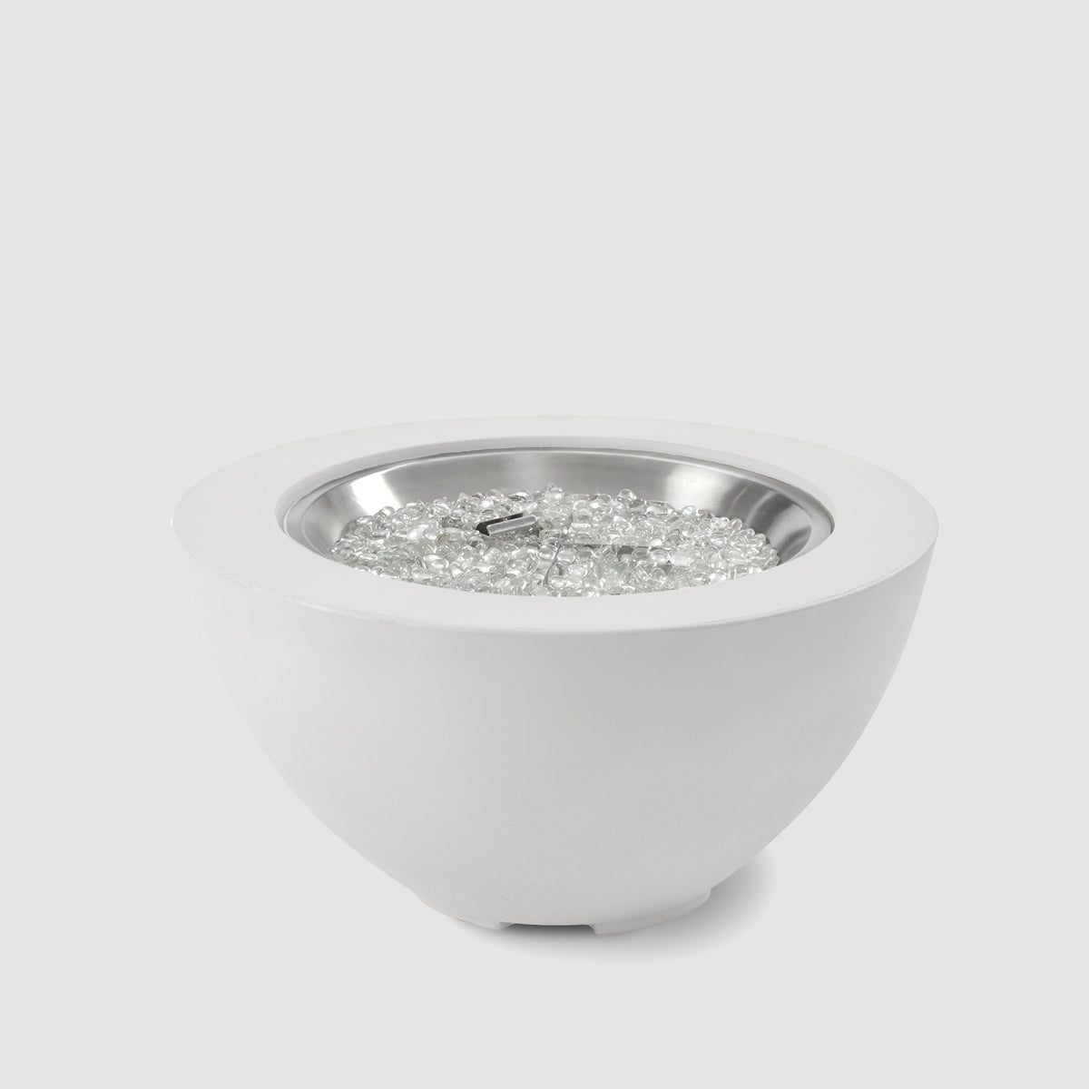29-inch Cove Concrete round gas fire pit bowl in White