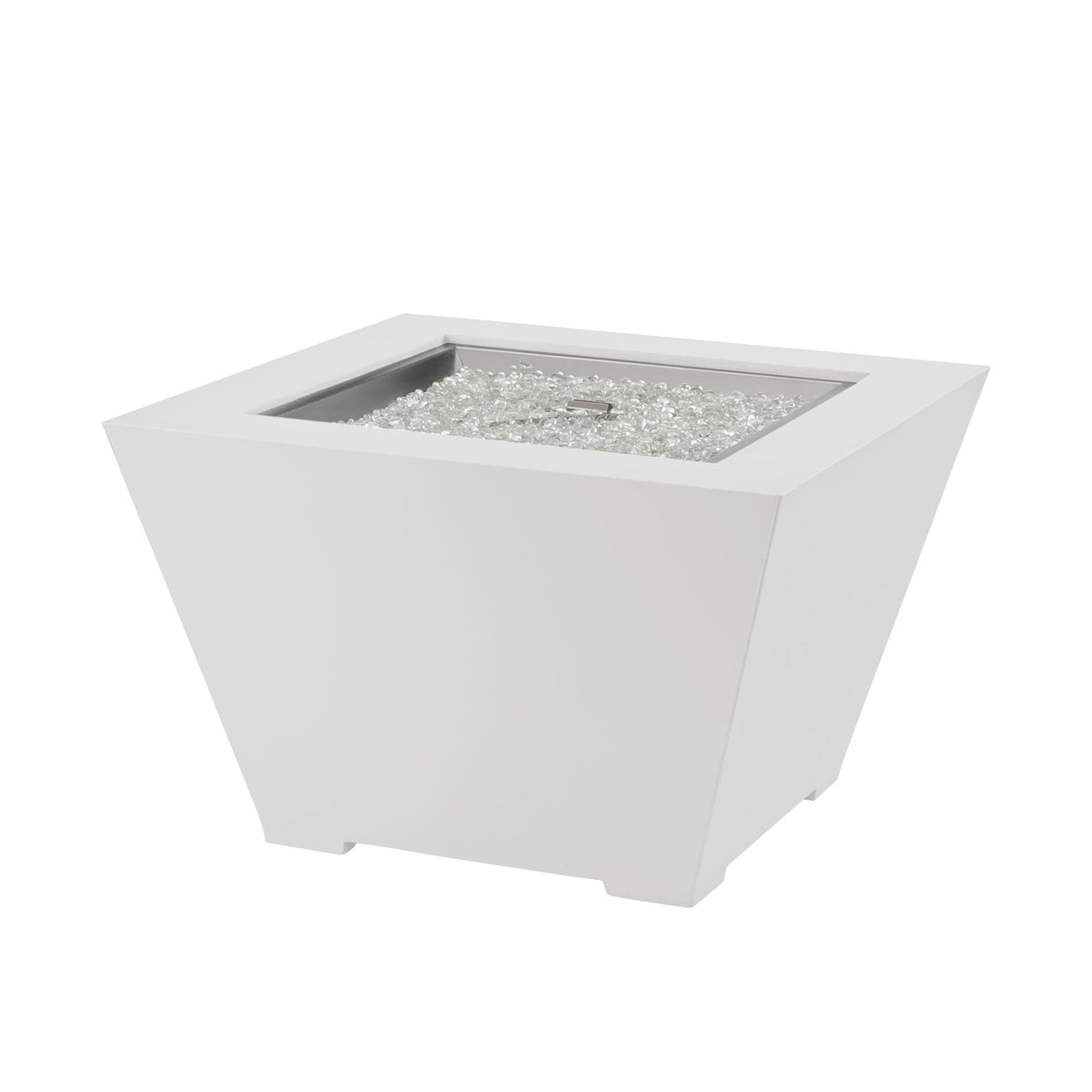 Cove Concrete Trapezoid 37-inch gas fire pit bowl in White, front view