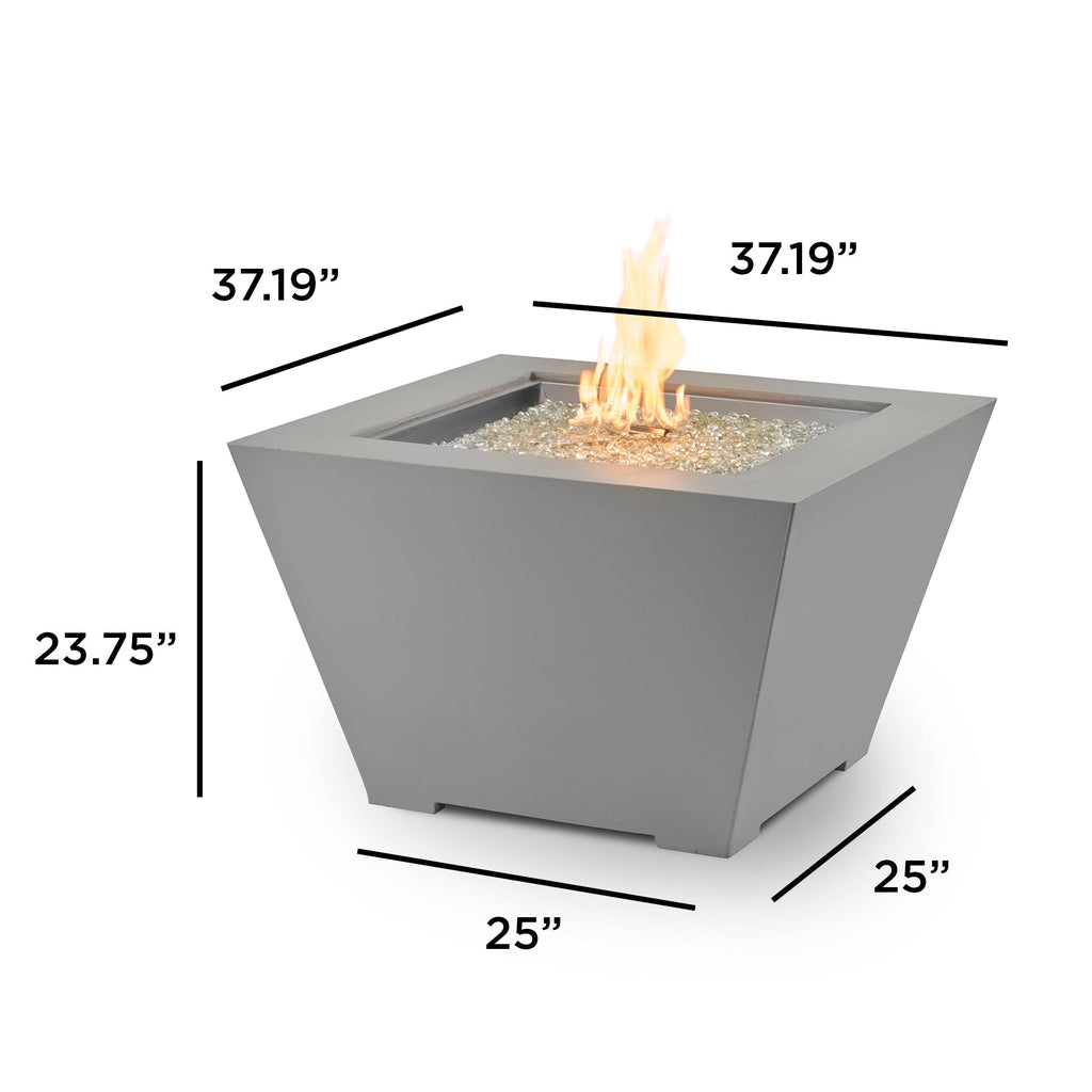 Dimensions diagram for the Cove Concrete Trapezoid 37-inch gas fire pit bowl