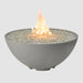 A Cove Edge Round Gas Fire Pit Bowl 42" with Flame on a grey background