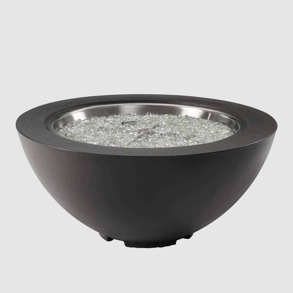 42-inch Cove Concrete round gas fire pit bowl in Midnight Mist, unlit